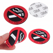 No smoking kör alakú szilikongumi jelzés hátlapján felragasztható öntapadós résszel