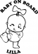Baby on board lányos neves 2 db plottervágott autós matrica applikáló fóliával