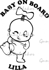 Baby on board lányos neves 2 db plottervágott autós matrica applikáló fóliával
