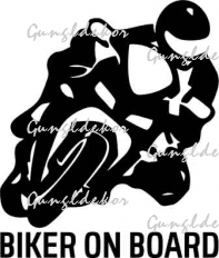 Biker on board versenymotoros 2 db plottervágott autós matrica applikáló fóliával